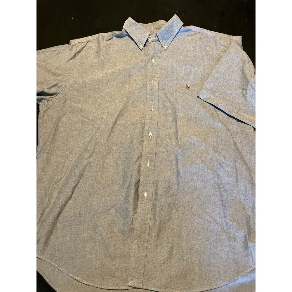 Polo Ralph Lauren Mens Blue Short Sleeve Button Down Shirt‎ Casual